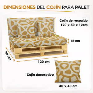 Ensemble de 4 coussins de palette d'extérieur en tissu durable 120x80 + 120x50 cm pour canapé de jardin, épaisseur 12 cm avec housse amovible - Product Image 3