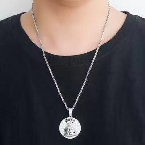 Collar Unisex de Hip Hop, Joyería Moderna con Moissanita, Cadena de Cuerda Chapada en Plata de Ley 925 para Días Especiales, Perfecto para Bodas - Product Image 1