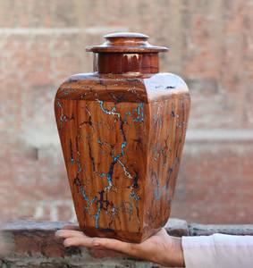 Lightning Strokes Wooden <b>Urn</b> for Human Ashes <b>pet</b> Cremation <b>Urns</b> for Funeral Memorial Keepsake <b>Urn</b> with Threaded Lid - Product Image 3