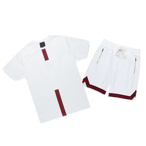 2025 hommes été tenue 2 pièces ensemble à manches courtes t-shirt et short survêtement ensemble grande taille respirant bas quantité minimale de commande coton respirant - Product Image 1