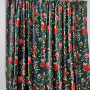 Rideaux Boho de luxe personnalisables Style vintage Rideaux et cantonnières en velours de coton vert pour décoration de fenêtre d'hôtel et de maison - Product Image 2
