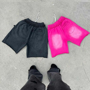 2025 nouveau Style hommes vêtements cordon lavage à l'acide Shorts coton Vintage Jogging Shorts impression personnalisé lavage à l'acide Shorts pour hommes - Product Image 1