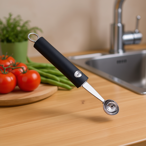 Colador de Cocina Cromado y Negro con Diseño en Espiral - Product Image 3