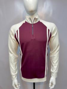 เสื้อสเวตเตอร์แบบสวมศีรษะแบบลำลองมีซิปครึ่งสีผ้าเดนิมผ้าถักเสื้อยืดสองสีทำจากโพลีเอสเตอร์/ ผ้าฝ้าย - Product Image 6