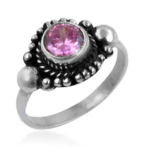 Anillo de Plata 925 con Gema Rosa para Mujer, Joyería Religiosa Moderna Hecha a Mano, Chapado en Oro, Talla Única, Marca Privada con Licencia 'IS' - Product Image 2