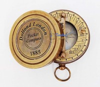 Boussole solaire antique en laiton doré Tanishka Exports, en métal, avec boîte en cuir, souvenir européen fait main