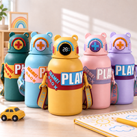 Bouteille d'eau intelligente pour enfants, en acier, anti-fuite, isotherme, avec affichage de la température et sangle de transport
