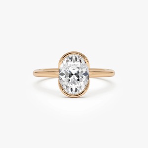 Anillo de compromiso ovalado con diamante cultivado en laboratorio de 1.50 ct, color E-F, claridad VS, en oro de 14K, con engaste de media montura, ideal para uso diario, joyería fina, regalo para ella. - Product Image 3