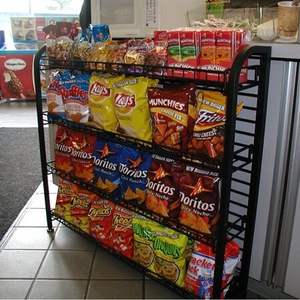 Estante para aperitivos montado en la pared de supermercado personalizado con diseño de fácil montaje para bolsas para aperitivos de alimentos envasados Pantalla de oblea - Product Image 1