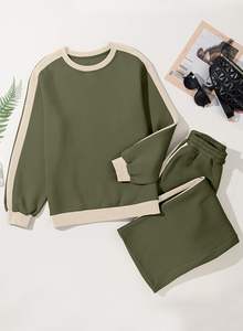 Tenues 2 pièces pour femmes Color Block Sweat suit Casual Fleece Lounge Matching Sets 50% Polyester 50% Cotton fabric for tracksuit - Product Image 3