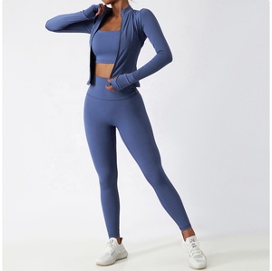 Conjunto de Yoga de 2 Piezas sin Costuras para Mujer, Talla Grande, Transpirable, Ecológico, Leggings de Entrenamiento con Cinturón, Logotipo Frontal, 100% Poliéster - Product Image 5
