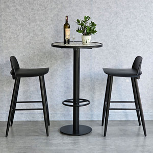 Contemporary Design Combo Set 60cm Round <b>Bar</b> <b>Table</b> <b>and</b> 2 Iron-Legged <b>Bar</b> <b>Stools</b> Model CBCF301 - Product Image 2