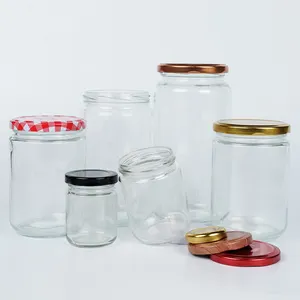 12oz and 16oz Transparent Glass Jam Jars with Metal Lids for Preserves