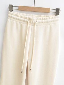 Vente en gros de vêtements de sport OEM personnalisés en coton pour femmes, legging large de yoga évasé, pantalon de survêtement taille haute avec cordon de serrage, jogger pour femmes - Product Image 6