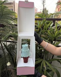 Custom Cake Pakket <span class=keywords><strong>Box</strong></span>, Taart Fancy Boxes Met Doorzichtig Venster, Aangepaste Wijn Glazen Cakebox - Product Image 3