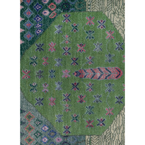 Tapis de luxe Manchaha vert noué à la main en laine, soie de bambou et jute, motif floral, style moderne, lavable pour adolescents - Les-2857 - Product Image 3