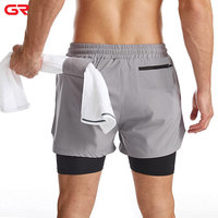 Shorts de sport athlétiques 2-en-1 pour hommes, de haute qualité, respirants, légers, anti-transpiration, pour l'entraînement estival et la gym