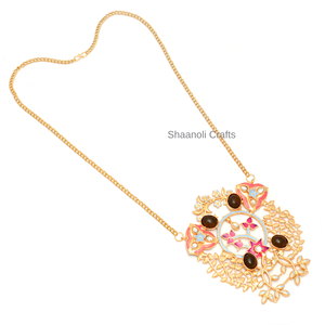 Nueva llegada 2024 collares largos de piedras preciosas negras de diseñador con collares de cadena de trabajo chapados en oro para boda, Haldi, Mehndi, desgaste - Product Image 3