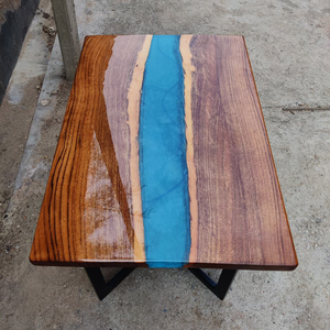 Sang Trọng Nhỏ Sông Epoxy Bàn Ăn Keo Gỗ Tấm Kim Loại Sơn Bột Chân Cao Cấp Kết Thúc Nhà Hàng Xuất Khẩu Bán Buôn - Product Image 3