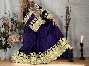 Robe régionale afghane de qualité supérieure Robe de mariage afghane style maxi pour dames avec broderie imprimée - Product Image 5