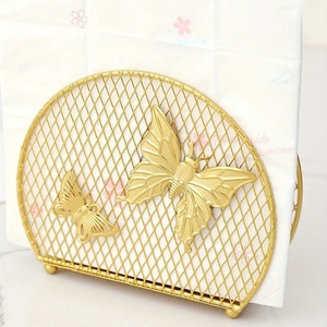 Servilletero dorado de alta calidad con diseño de flores, cubierta de tejido para hotel y restaurante, venta al por mayor - Product Image 3