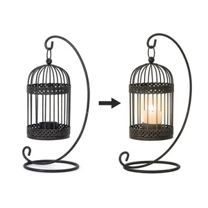 Stylish <b>Black</b> Cage Hanging Lantern Tabletop and <b>Side</b> Display Perfect for Living Room and Dining Decor Wholesale From India - Product Image 2