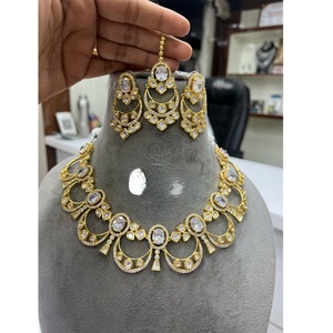 Premium Quality Women's Jewelry Set Classic Gold Plated Geometric Design Necklace Trendy Party and <b>Wedding</b> Wear <b>Accessories</b> - Product Image 1