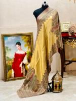 Écharpe en soie de qualité supérieure pour femmes, collection de festival indien, design crépusculaire d'hiver, tons dorés, directement d'Inde