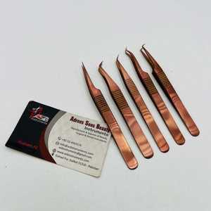 แหนบต่อขนตาสีโรสโกลด์ด้าน สแตนเลส สกรีนโลโก้ตามสั่ง จับถนัดมือ บริการ OEM - Product Image 1