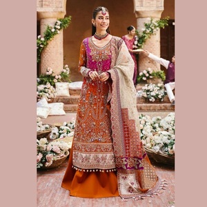 WS INTERNATIONAL Modèle 1059 Costume en soie ethnique Vente à chaud Robe droite de créateur Salwar Kameez du Pakistan et de l'Inde Nice - Product Image 5