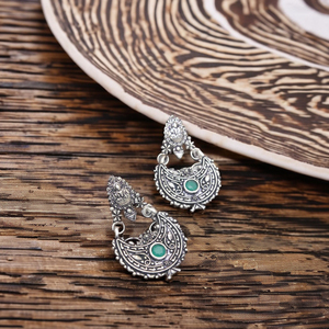 Direct du fournisseur indien meilleure vente de haute qualité Laxmi vert pierre oxydé boucles d'oreilles motif géométrique bijoux de mode - Product Image 4