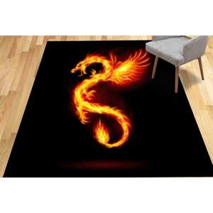 Alfombra negra con silueta de dragón: decoración antideslizante para el hogar, alfombra impresa, alfombra fina no tejida - Product Image 4