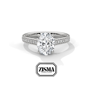 แหวนทองคำแท้14K มีสไตล์พร้อมเพชร2 CT ทรงรีสำหรับปลูกในห้องปฏิบัติการได้รับการรับรองการจัดหาเครื่องประดับหมั้นแบบกำหนดเอง - Product Image 2