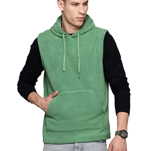 Sudadera sin Mangas con Capucha de Forro Polar 100% Poliéster para Hombre, Sudadera Personalizada para Gimnasio, Chaqueta Deportiva con Estampado de Diseñador, Patrón Sólido - Product Image 1