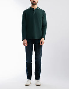 Mens <b>Black</b> <b>Long</b> <b>Sleeve</b> Polo <b>Shirt</b> Tailored Fit Breathable Cotton Ideal for Casual & Business Casual, Custom Logo & OEM Support - Product Image 5