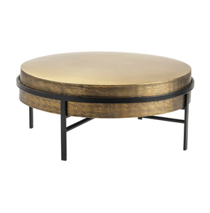 โต๊ะกาแฟโลหะทองเหลืองทรงกลมสีทองโบราณพร้อมขาตั้งสำเร็จรูปสีดำสำหรับเฟอร์นิเจอร์โรงแรม/เฟอร์นิเจอร์บ้าน - Product Image 3