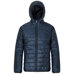2025 dernière conception hommes hiver Bomber veste visage lumineux court épais vers le bas manteau avec col montant et capuche brillante - Product Image 3