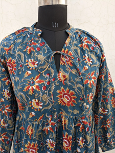 Collection Automne Robe Maxi à Motif Uni Imprimée à la Main Tuniques Indiennes Méthode de Tissage Non-tissé Robe Maxi à Imprimé Floral - Product Image 6