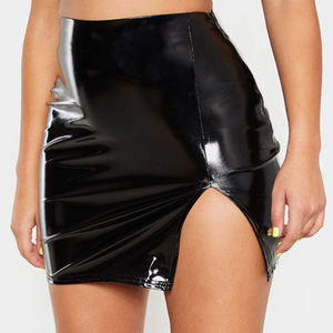 Jupes tendance pour femmes, jupes sexy en cuir PU, patchwork, cuir brillant, confortables, jupes en cuir pour le fitness, jupes de club - Product Image 5