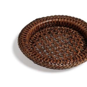 ชุดจานรองแก้วหวายแบบใหม่ ทำด้วยมือ ถาดกลมสำหรับวางบนโต๊ะ ตะกร้าเก็บของอเนกประสงค์ สำหรับตกแต่งบ้านและห้องอาหาร - Product Image 2