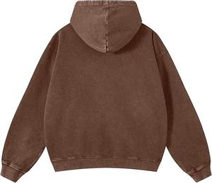 เสื้อฮู้ดซิปสีน้ำตาลยูนิเซ็กซ์ ทรงปกติ สไตล์วินเทจ สตรีทแวร์ ผ้าฝ้าย 100% เสื้อกันหนาวสีพื้น สำหรับขายส่ง - Product Image 3