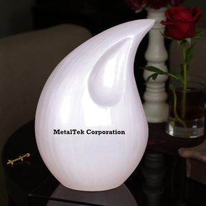 Urnas de Metal con Forma de Lágrima Extra Grande Hechas a Mano Nuevo Diseño Entierro Adulto Cenizas de Cremación Ceremonias Funerarias Negro Blanco Sombreado - Product Image 5