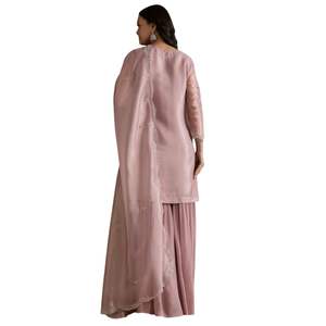 Light Lavender Tissue Kurta Sharara Set con lentejuelas y Cutdana Work para boda Fiesta Recepción festiva Celebraciones culturales - Product Image 5