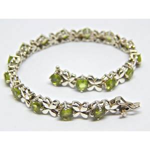 925 Sterling <b>Silver</b> Dainty <b>Bracelet</b> Natural Peridot Green Brutalist Handmade Fashion <b>Beaded</b> <b>Bracelet</b> - Product Image 2