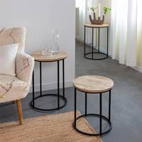 Table basse gigogne moderne en bois de manguier Anouck