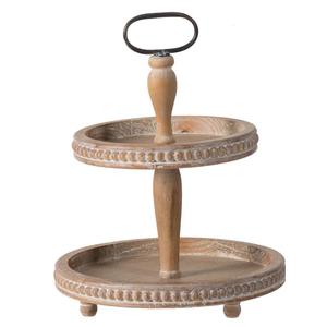 Premium Quality Wooden Cake Display Stand Restaurant and Hotels Supplies Snacks Serving Tray with Metal Handle Candy Fruit Serve - Product Image 1