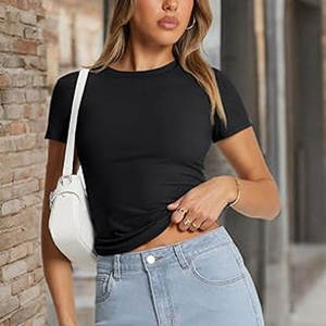 T-shirts à manches courtes imprimés écologiques pour femmes, coupe classique, t-shirt d'été - Product Image 1