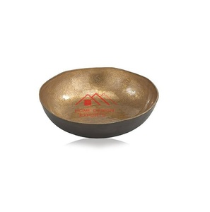 Gold Inside Black <b>Outside</b> 2 Tone Finished Hot Selling Metal Bowl Customize Finished Metal Fruits Serving Bowl - Product Image 1