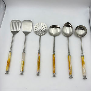 Juego de Utensilios de Cocina de 6 Piezas, Acero Inoxidable, Mango de Resina, Acabado Pulido, Ligero, Antideslizante, Solo Lavar a Mano, Resistente a Altas Temperaturas - Product Image 6