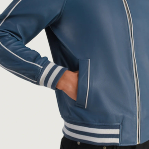 Chaquetas de cuero con logotipo personalizado para hombre-Bomber Varsity Premium con cierres de cremallera Look de ropa de calle urbana de invierno con estilo - Product Image 5